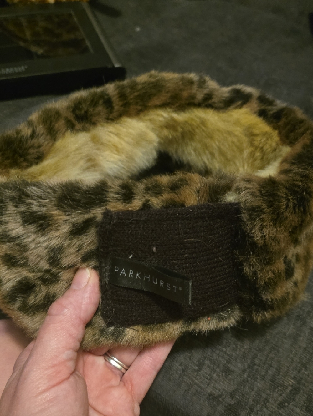 Parkhurst Leopard-Print Faux Fur Headband in Brown and Black